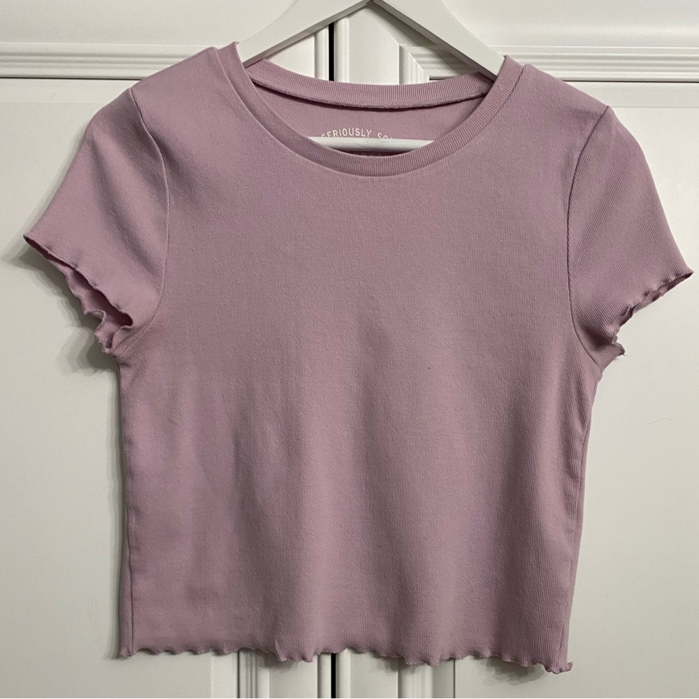 Seriously Soft Aeropostale Lavender Cropped Shrunken Tee Short Sleeve Size Large